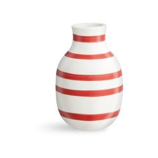 Biało-czerwony ceramiczny wazon w paski Kähler Design Omaggio, wys. 12,5 cm