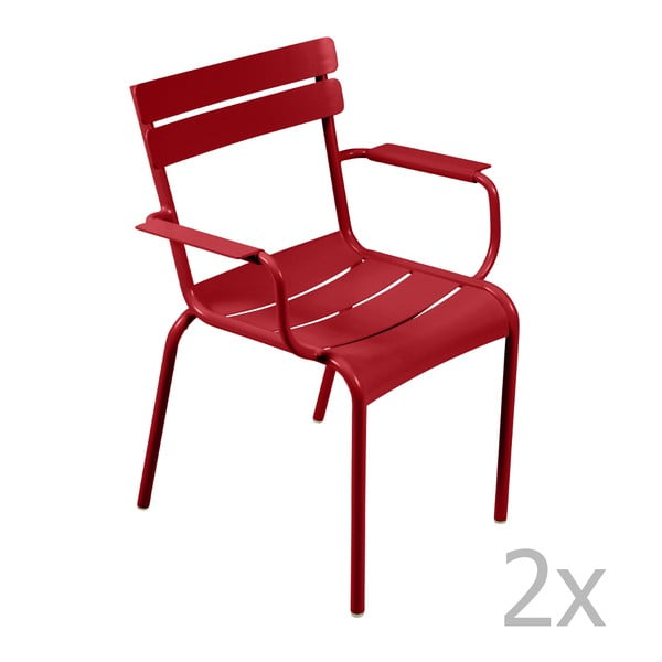 Zestaw 2 makowych krzeseł z podłokietnikami Fermob Luxembourg