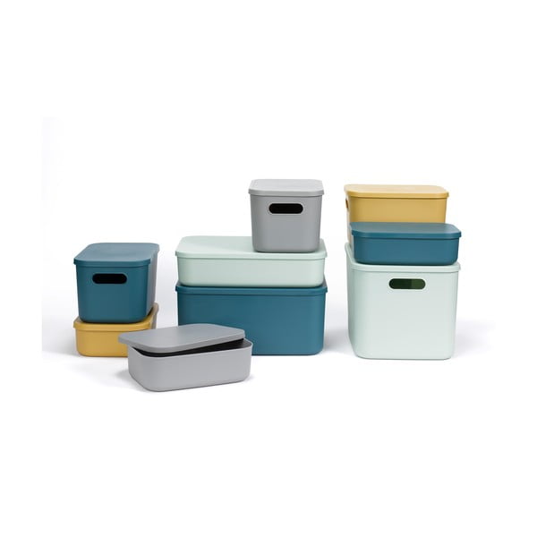 Jasnozielony plastikowy pojemnik z pokrywką 35,5x25,5x23 cm – Homéa-image-3