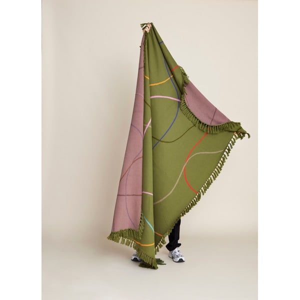 Zielony bawełniany koc 200x140 cm Outline – Hübsch-image-4