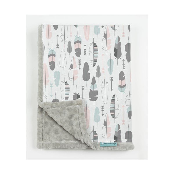 Koc dwustronny Little Nice Things Feathers, 170x130 cm