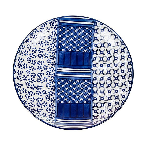 Niebiesko-biały talerz porcelanowy Santiago Pons Meknec, ⌀ 20 cm