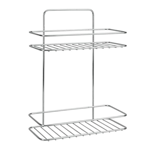 Wisząca stalowa półka łazienkowa w kolorze srebra z połyskiem bez wiercenia Luxy – Metaltex