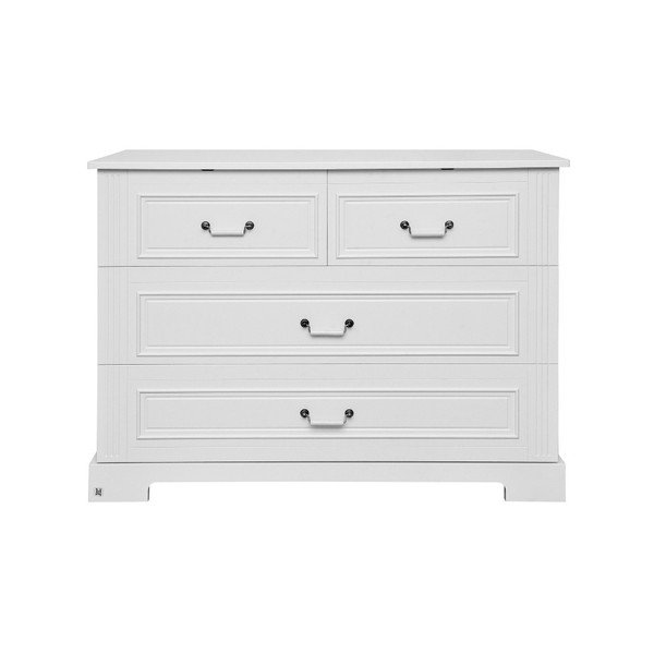 Biała komoda z 4 szufladami i porcelanowymi uchwytami BELLAMY Ines-image-1