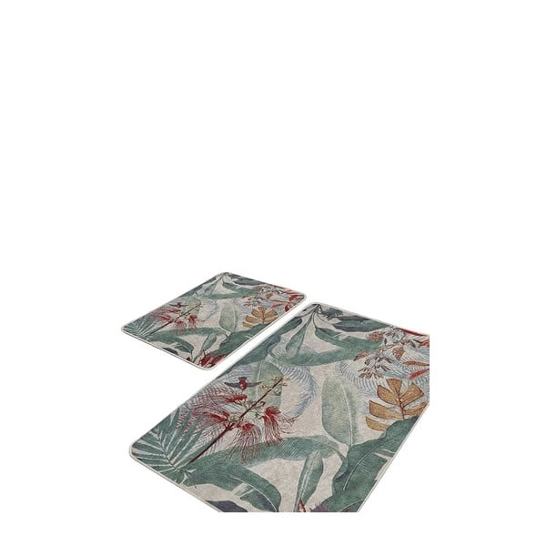 Zielono-beżowe dywaniki łazienkowe zestaw 2 szt. 60x100 cm – Mila Home