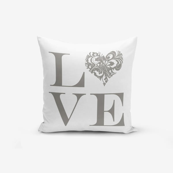 Poszewka na poduszkę z domieszką bawełny Minimalist Cushion Covers Love Grey, 45x45 cm