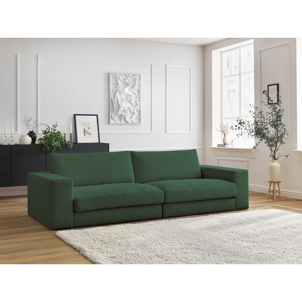 Ciemnozielona sztruksowa sofa 274 cm Leonard – Bobochic Paris-image-1