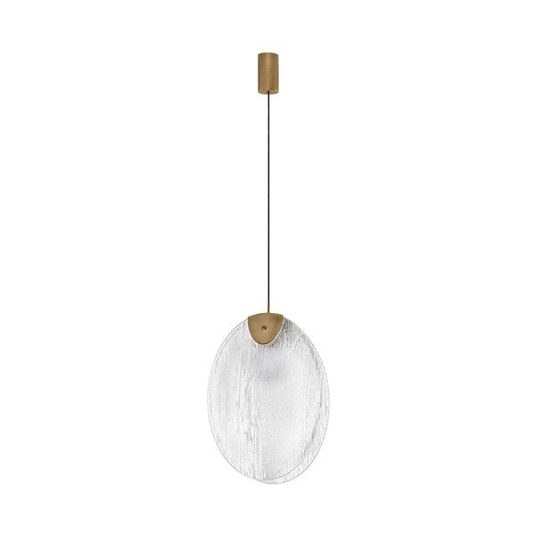 Stalowa lampa wisząca LED w kolorze mosiądzu ze szklanym kloszem Shelina – Nova Luce