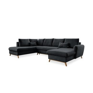 Ciemnoszara rozkładana sofa w kształcie litery "U" Miuform Scandic Lagom, lewostronna