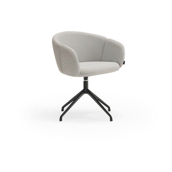 Jasnoszary tapicerowany fotel jadalniany z podłokietnikami Add – Teulat