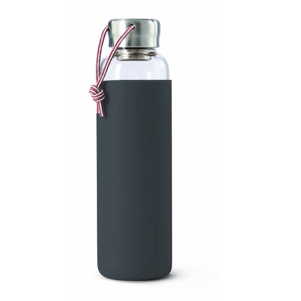 Szklana butelka na wodę z czarnym pokrowcem z silikonu Black + Blum G-Bottle, 600 ml