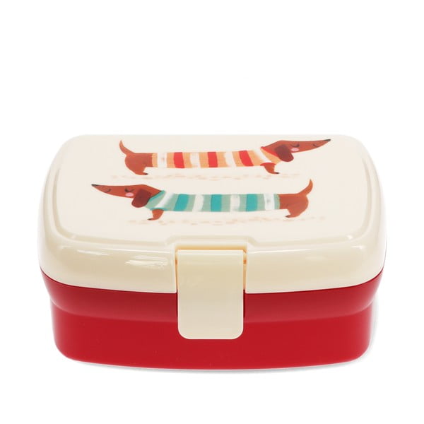 Czerwono-kremowy pojemnik śniadaniowy dla dzieci Sausage Dog – Rex London