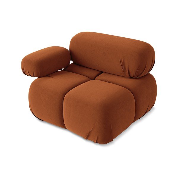 Pomarańczowy aksamitny moduł sofy (lewostronny) Lokua – Makamii-image-3