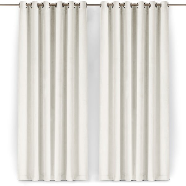 Kremowa aksamitna zasłona częściowo zaciemniająca (dimout) 200x250 cm Velto – Filumi-image-4