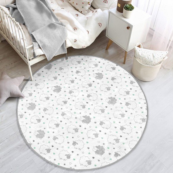 Biało-jasnoszary dywan dziecięcy ø 80 cm Comfort – Mila Home-image-4