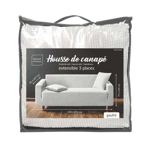 Kremowy elastyczny pokrowiec na sofę 3-osobowy Sacha – douceur d'intérieur-image-3