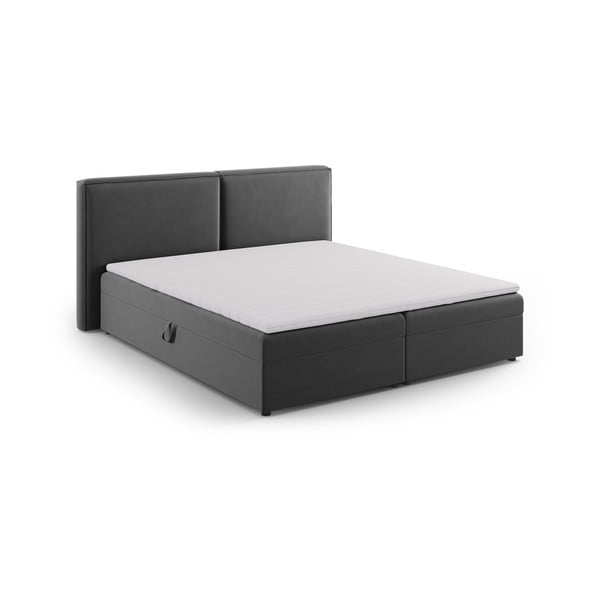 Ciemnoszare łóżko boxspring ze schowkiem 180x200 cm Arendal – Cosmopolitan Design