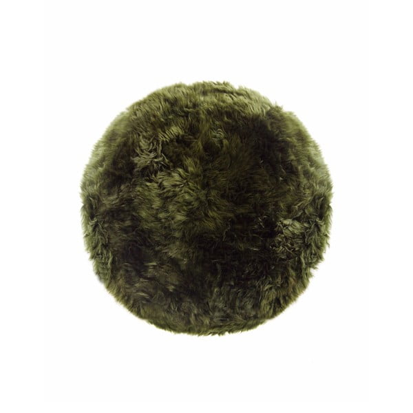 Ciemnozielony dywan okrągły z owczej skóry Royal Dream Zealand, ⌀ 70 cm
