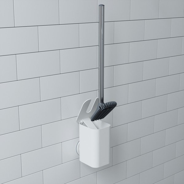 Biała samoprzylepna plastikowa szczotka do WC Flex – Umbra-image-2