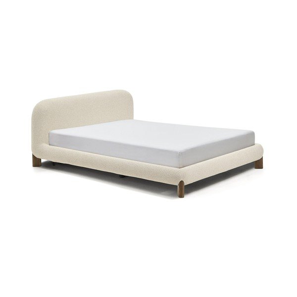 Beżowe tapicerowane łóżko dwuosobowe bez stelaża 160x200 cm Odina – Kave Home