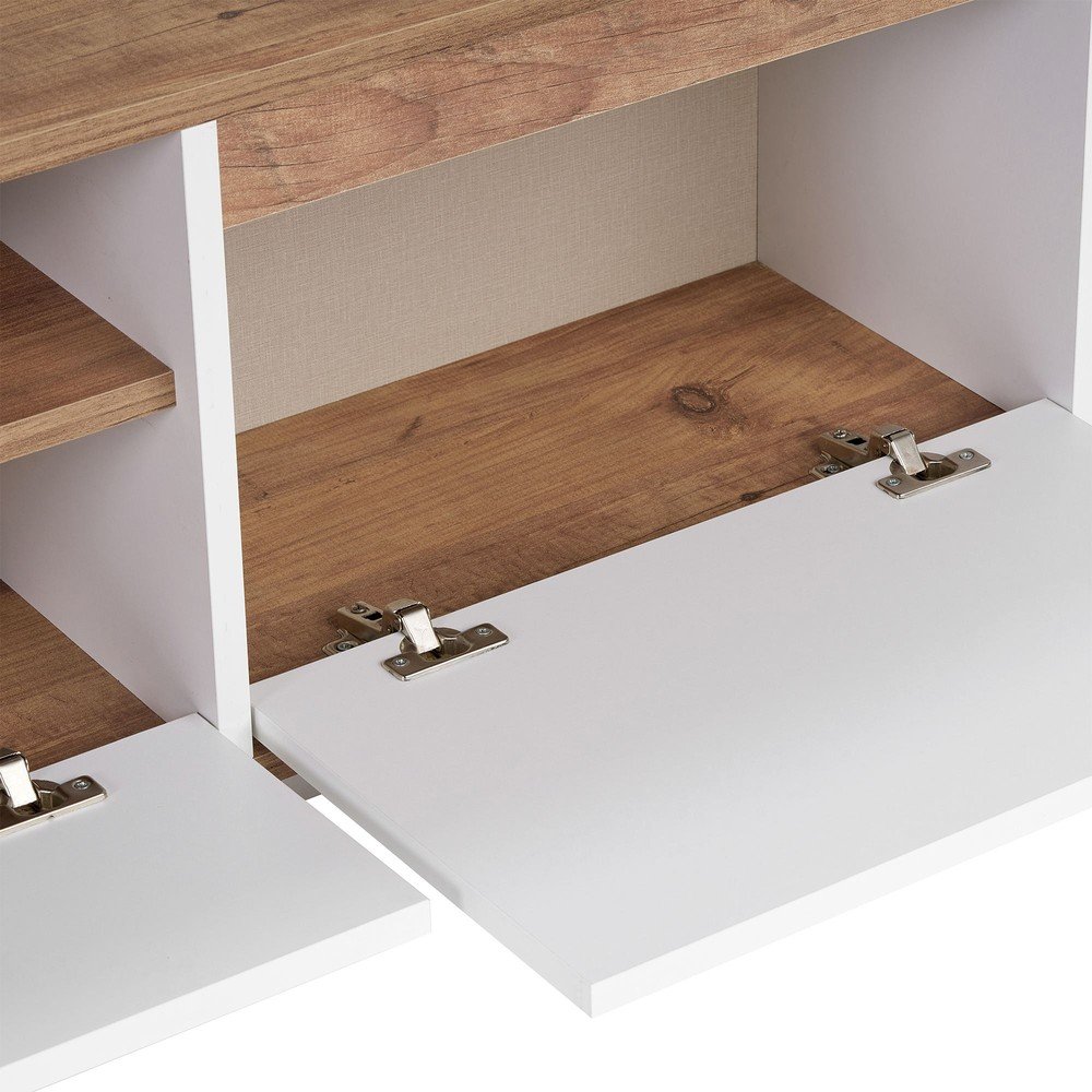 Biała/w naturalnym kolorze szafka pod TV w dekorze sosny 160x42x30 cm Sentinel – Kalune Design (zdjęcie 6)
