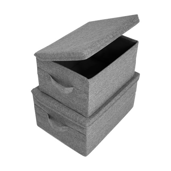 Szary tekstylny pojemnik z pokrywką 45x34x25 cm Soft Storage – Bigso-image-3