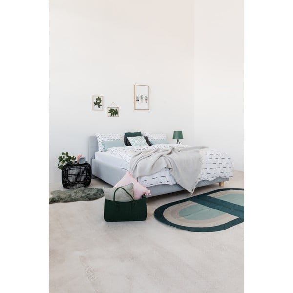 Błękitne dwuosobowe łóżko ze schowkiem DlaSpania Leda, 180x200 cm-image-1