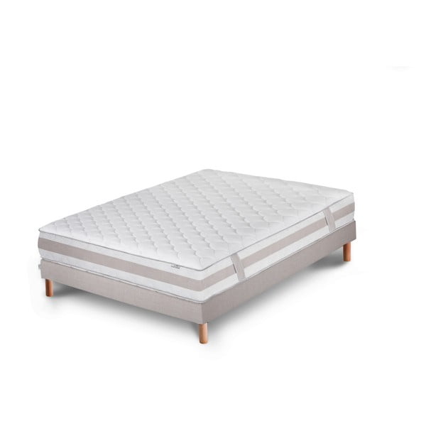 Jasnoszare łóżko z materacem Stella Cadente Maison Saturne Europe, 140x200 cm