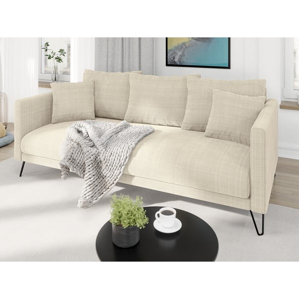 Kremowa sofa  z tkaniny szenilowej 200 cm Freya – Ropez-image-3
