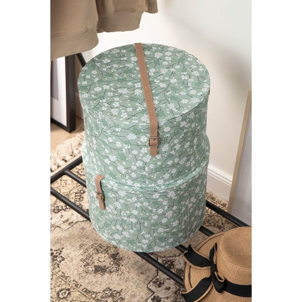 Jasnozielone kartonowe pojemniki zestaw 2 szt. z pokrywką ø 37,5x25,5 cm Rut Paper Laminate – Bigso-image-1