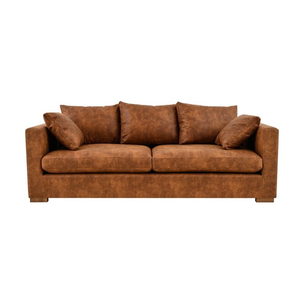 Koniakowa sofa z imitacji skóry 225 cm Hamburg – Scandic-image-2