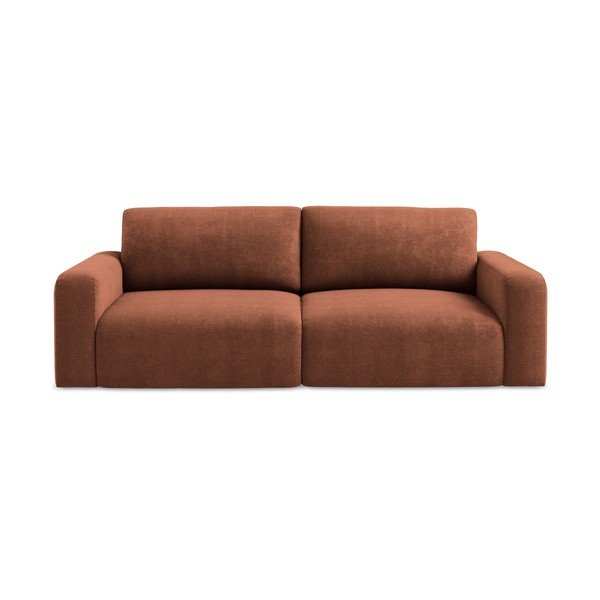 Rozkładana/ze schowkiem sofa z tkaniny szenilowej w kolorze terakoty 252 cm Kona – Makamii