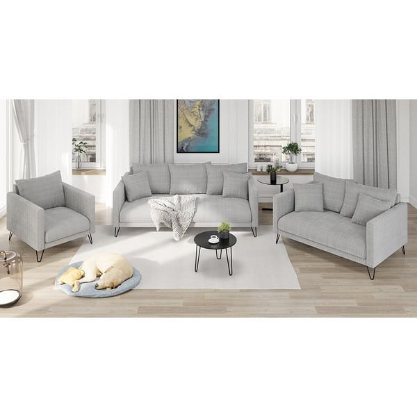 Jasnoszara sofa  z tkaniny szenilowej 140 cm Freya – Ropez-image-4