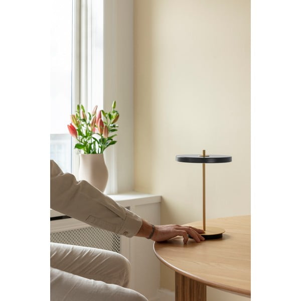 Antracytowa lampa stołowa LED ze ściemniaczem i metalowym kloszem (wysokość 31 cm) Asteria Move – UMAGE-image-4