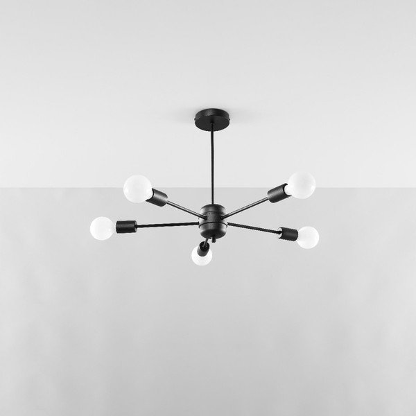 Czarna lampa sufitowa 66x66 cm Benedett – Sollux-image-3