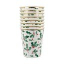 Papierowe jednorazowe kubki zestaw 8 szt. Holly Pattern – Meri Meri