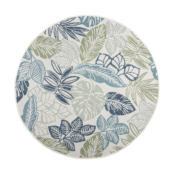 Zielono-niebieski okrągły dywan odpowiedni na zewnątrz ø 160 cm Bella Leaf – Flair Rugs