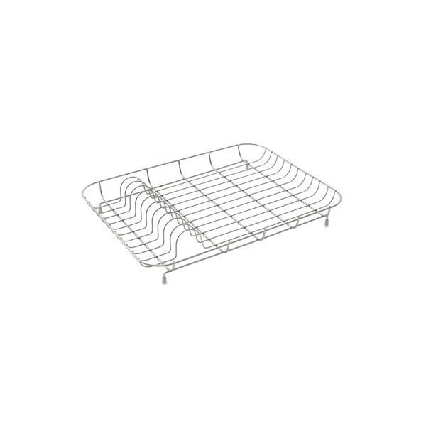 Niski chromowany metalowy ociekacz na naczynia Addis, 43x33x7 cm