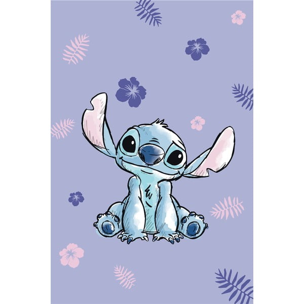 Fioletowy koc dziecięcy z mikfroflaneli 100x150 cm Lilo and Stitch – Jerry Fabrics
