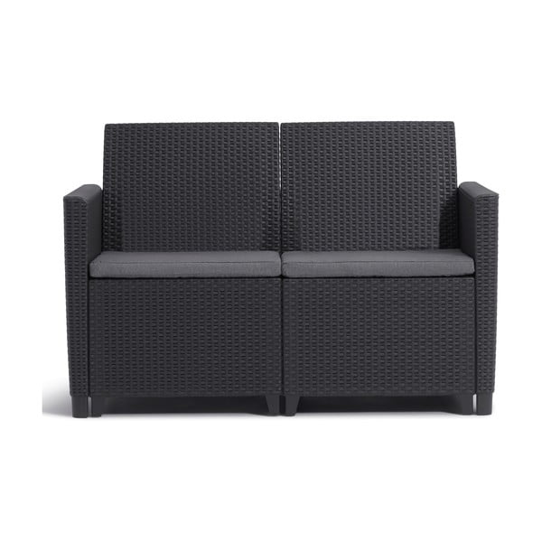 Antracytowa sofa ogrodowa z imitacji rattanu Claire – Keter