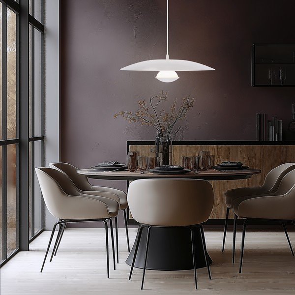 Biała lampa wisząca LED z metalowym kloszem Lund – Candellux Lighting-image-2