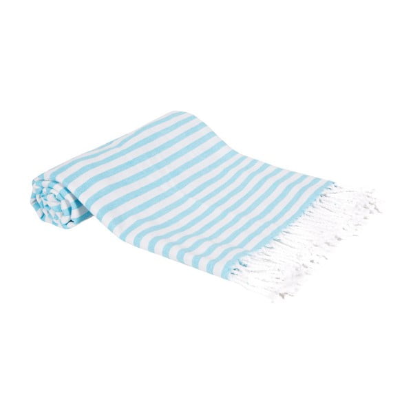 Turkusowy ręcznik kąpielowy tkany ręcznie Ivy's Yonca, 100x180 cm