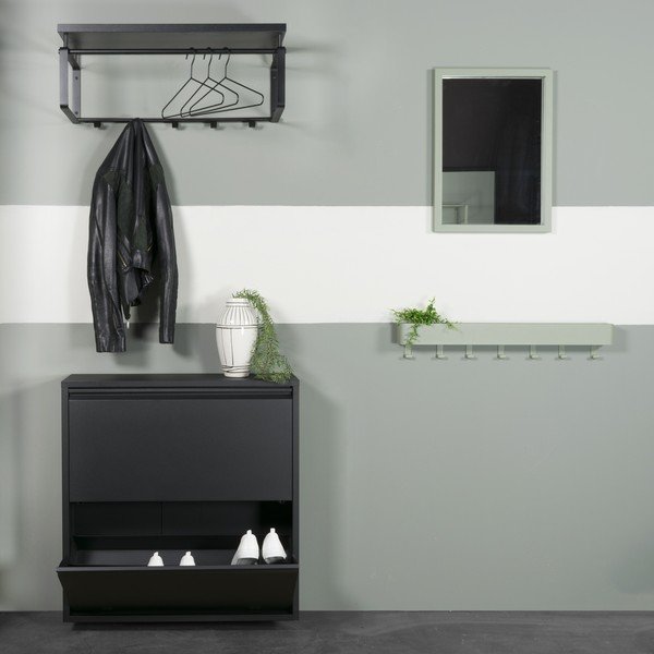 Czarna metalowa uchylna szafka na buty 75x77,5x22,5 cm Billy – Spinder Design-image-4