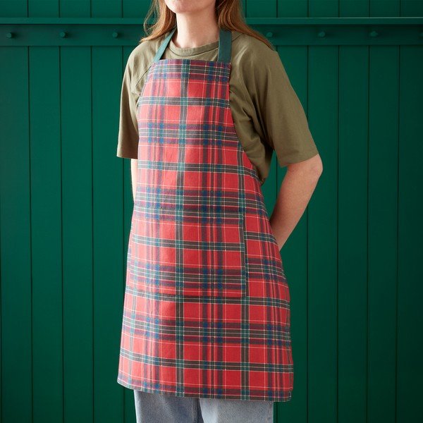 Bawełniany fartuch ze świątecznym motywem Christmas Tartan Check – Catherine Lansfield-image-1