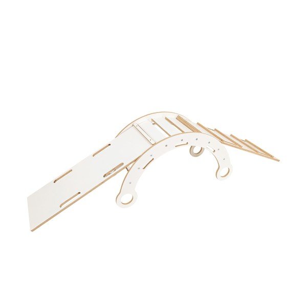 Biała huśtawka z litego drewna sosnowego 39x75x38 cm Montessori – Meowbaby-image-2