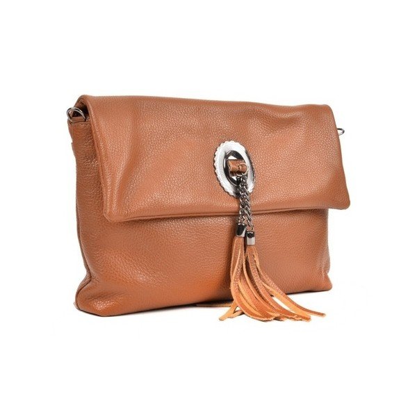 Koniakowobrązowa torebka skórzana crossbody Roberta M Elisa-image-1