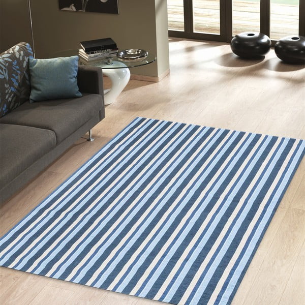 Wytrzymały dywan kuchenny Webtapetti Stripes Blue, 80x130 cm