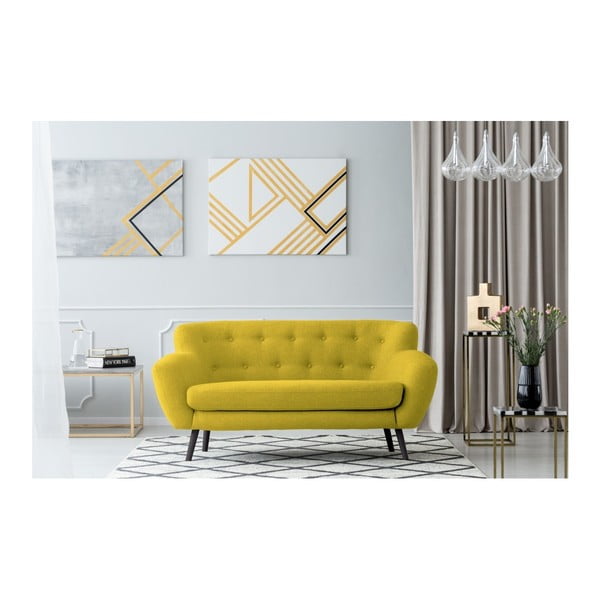 Żółta sofa dwuosobowa Kooko Home Rock-image-2