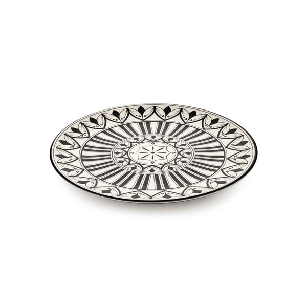 Zestaw 6 kremowych porcelanowych talerzy z czarnym ornamentem Mia Maroc Tabak, ⌀ 26 cm-image-1
