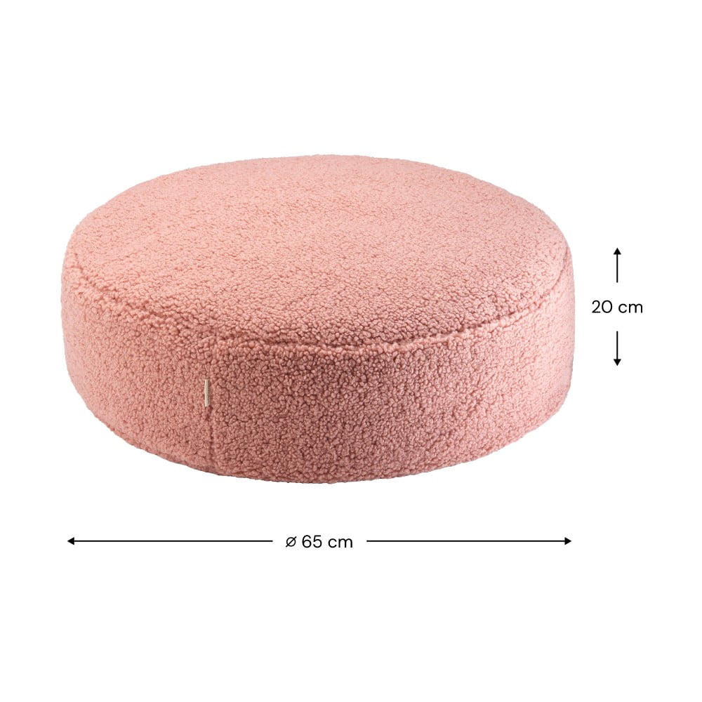 Różowy dziecięcy worek do siedzenia z materiału bouclé Round – Wigiwama (zdjęcie 3)